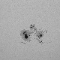 Die große Sonnenfleckengruppe im Oktober 2014. Aufnahme mit 150mm – f/8 Refraktor, Baader Herschel Prisma und SkyRis Videomodul Aptina 132M.